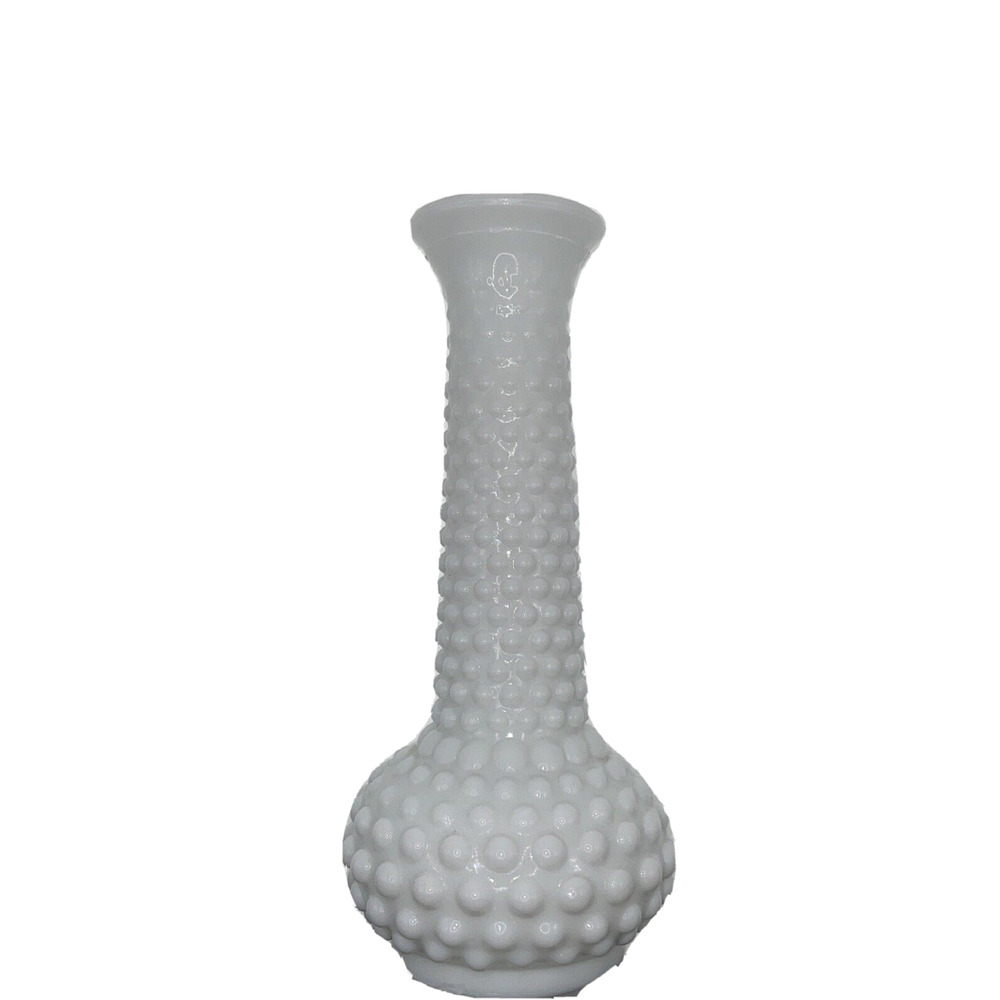 Vintage Hobnail Milk Glass White Bud Vase EO Brody Co M2000 USA cottage core MFH